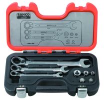 Bahco 1RMA/S8 Combination Ratcheting Wrench Set, 8-Piece, With Adapters