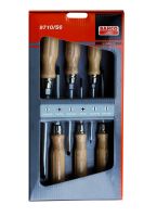 Bahco 9710/S6 Screwdriver Set, 6-Piece, Wooden Handle, Slot+Ph