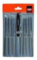 Bahco 2-471-16-1-0 Needle File Set, 9-Piece, 160mm, In Plastic Pouch|Fileset, 16", 9-Piece