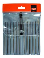 Bahco 2-472-14-0-0 Needle File Set, 12-Piece, 140mm, In Plastic Pouch|Fileset, 14", 12-Piece