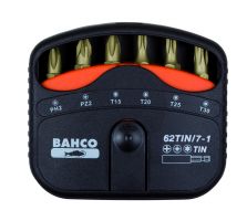 Bahco 62TIN/7-1 7pcs TIN bits set for Phillips, Pozidriv, TORX® screws and bit holder