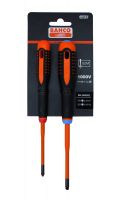 Bahco BE-9890SL Insulated ERGO™ SLIM  screwdrivers set, 2pcs, for use in electric racks and terminals Slim Twinpack Combi 2Pcs
