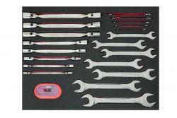 Bahco FF1A135 Foam with Open end and flex head wrenches, 51 pcs