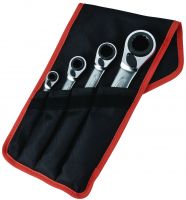 Bahco S4RM/4T Four Size Ratcheting Wrench Set, 4-Piece, In Pouch To Wear On Belt|Ratchet Wrench Double Flat, 4-Piece Set