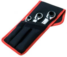 Bahco S4RM/3T Four Sizes Ratcheting Wrench Set, 3-Piece, In Pouch To Wear On Belt