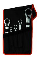 Bahco S4RM/5T Four Sizes Ratcheting Wrench Set, 5-Piece, In Pouch To Wear On Belt