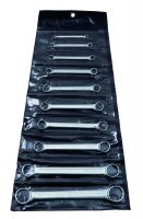 Bahco 4M/10T Double Ring-End Wrench Set, 10-Piece, Straight, 12-Point, In Pouch