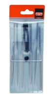 Bahco 2-470-14-4-0 Needle File Set, 6-Piece, 140mm, In Plastic Pouch|Fileset, 14", 6-Piece